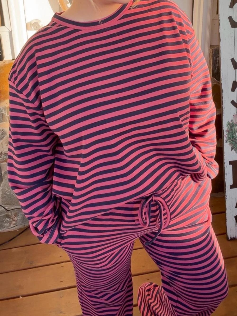 Striped Pink and Black Loungewear Set